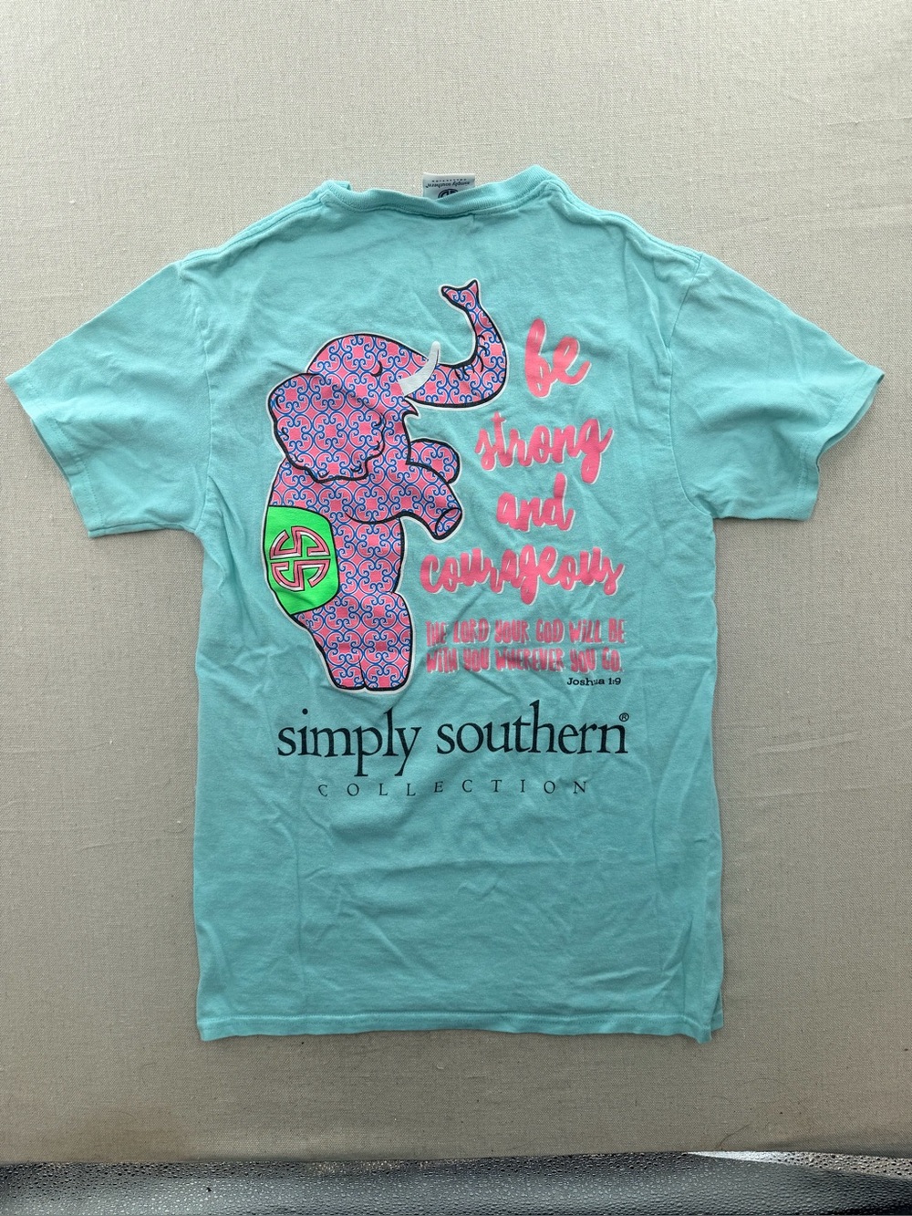 Simply Southern Mint Green Elephant Graphic Tee - Be Strong